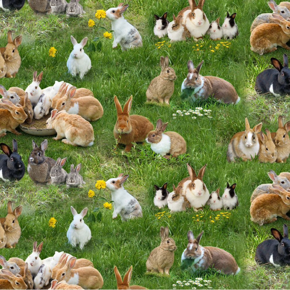 Farm Animals, RABBITS GREEN 