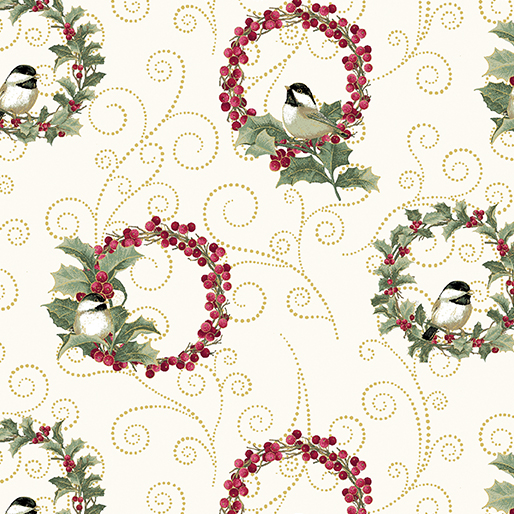 A Festive Medley, Chickadee Wreaths Cream