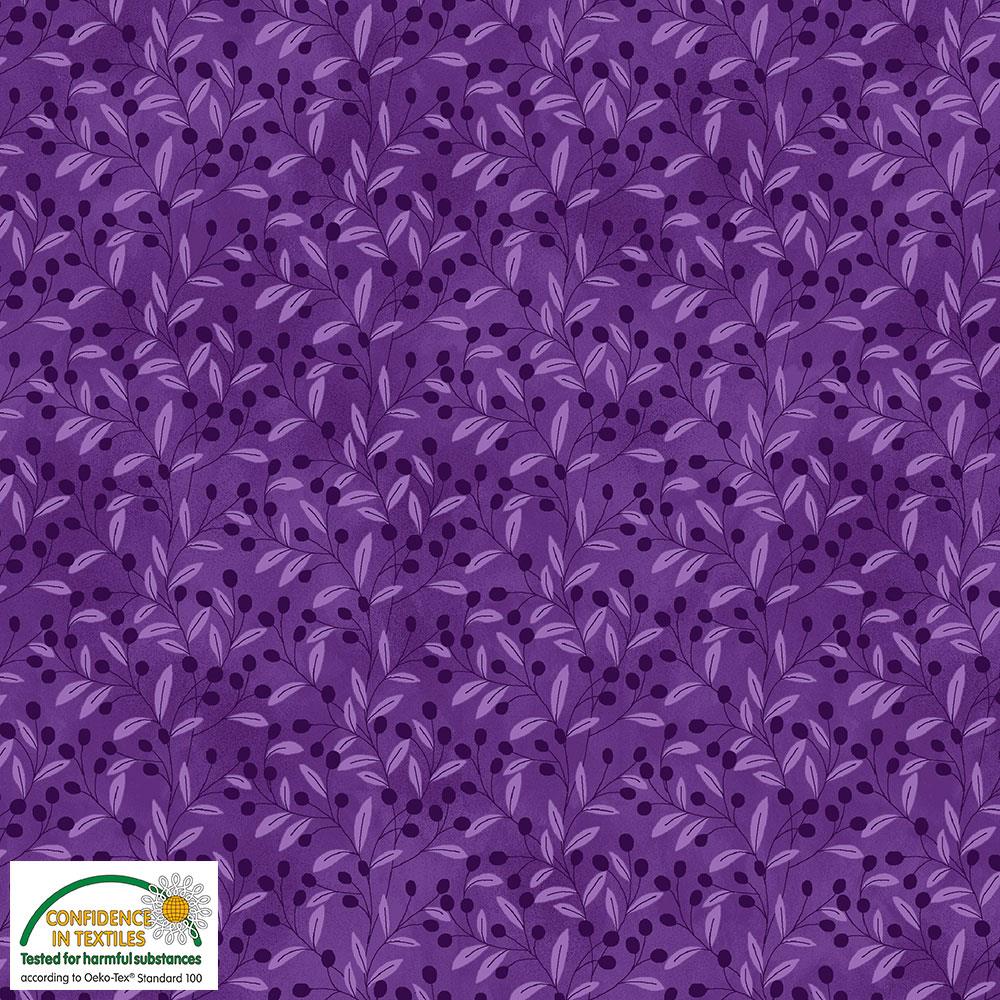 Quilters Combination kleine Zweige mit Beeren auf Lila
