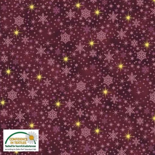 Gold Shimmer snowflakes burgundy