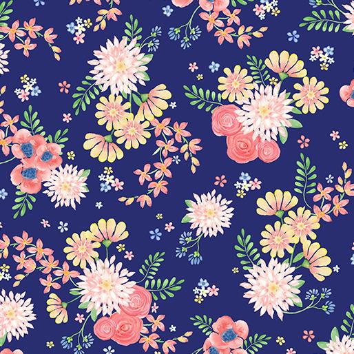 FQ Bunnies & Blossoms - Blossom Bouquet - navy