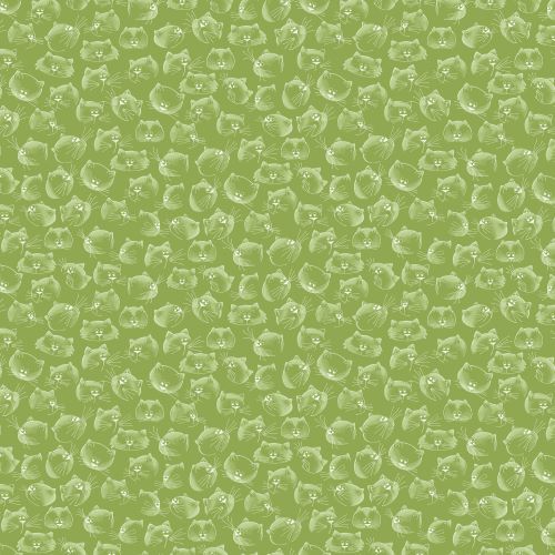 Purrfect Day - Cat Faces Green