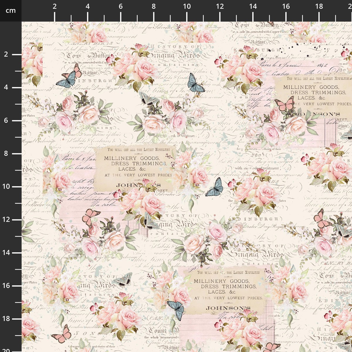 Roses with Text Ecru