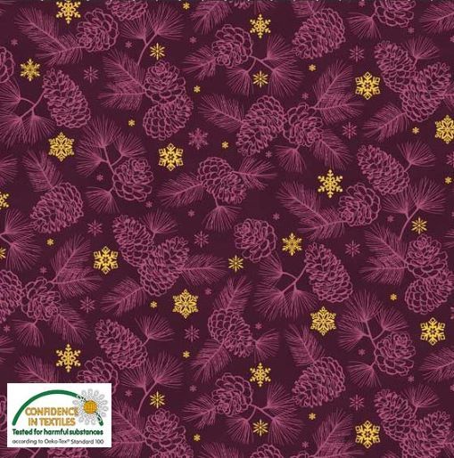 Gold Shimmer, pinecone burgundy