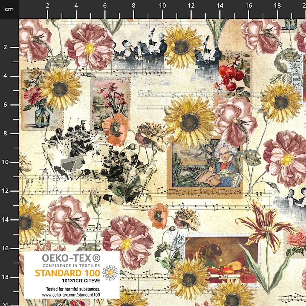 Classically Yours - Sunflower, Poppies and Staves II