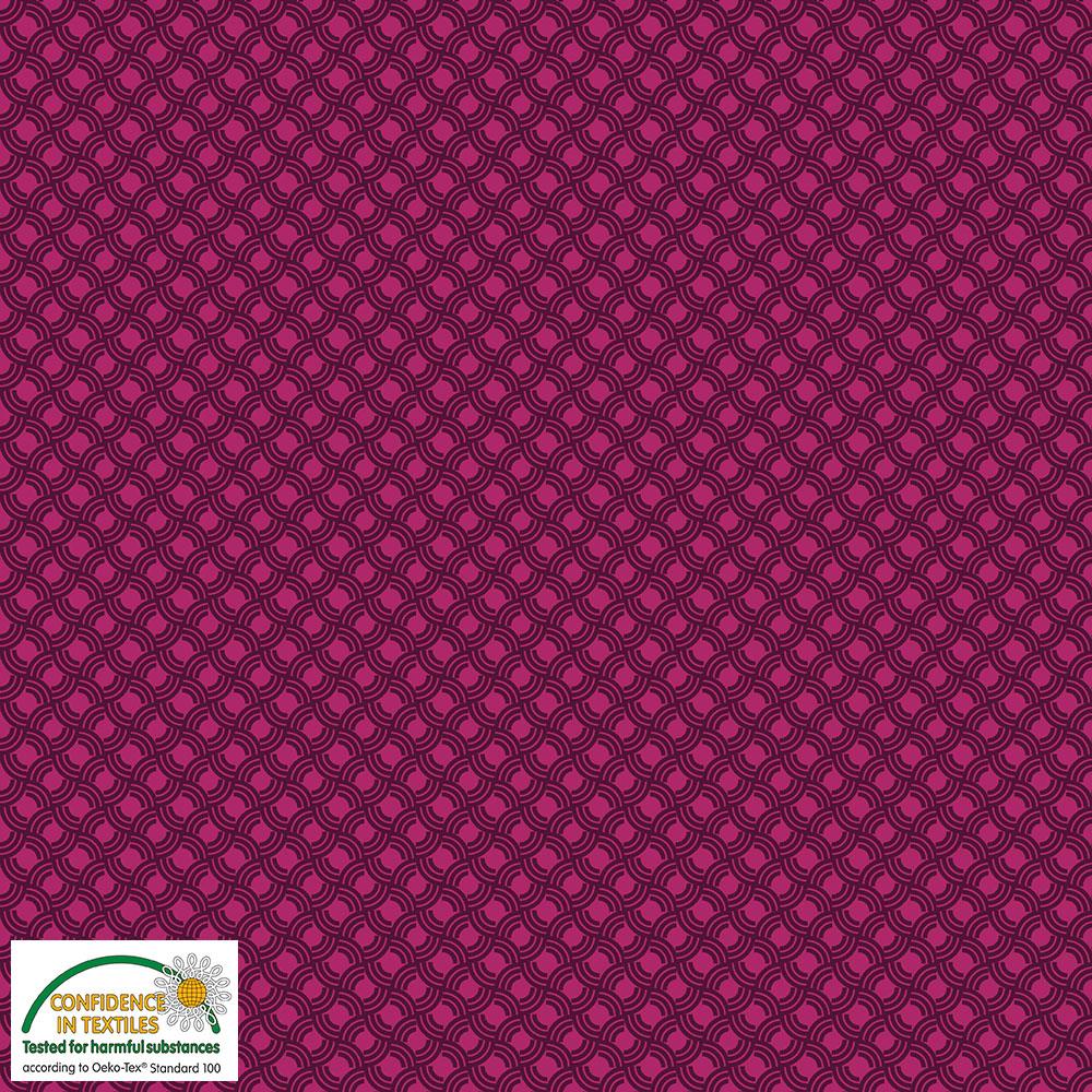 Quilters Combination schwarze Halbkreisornamente auf Pink