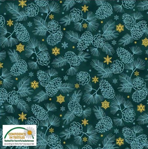 Gold Shimmer, pinecone teal