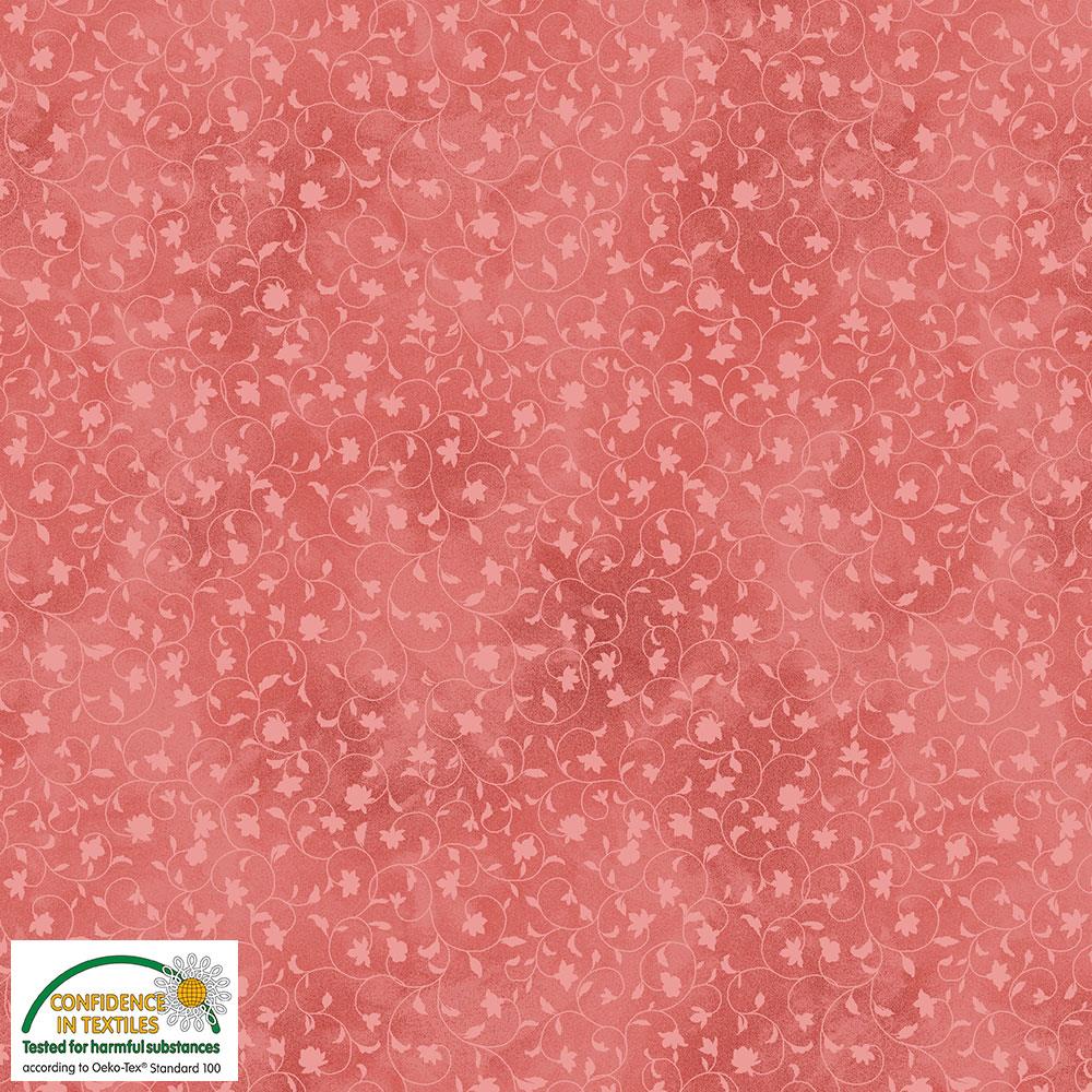 Quilters Combination rosa Blättchen und Blüten auf Dunkellachs